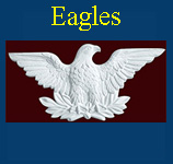 Eagle appliques for furniture and fireplaces
