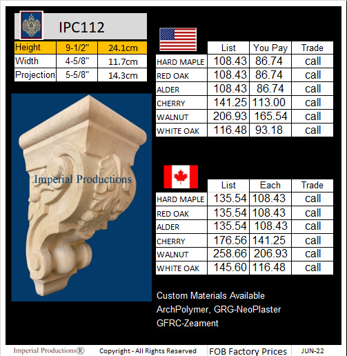 IPC112 Oak Leaf corbel 