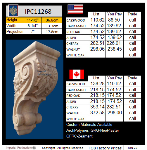 IPC11268 Acorn corbel 