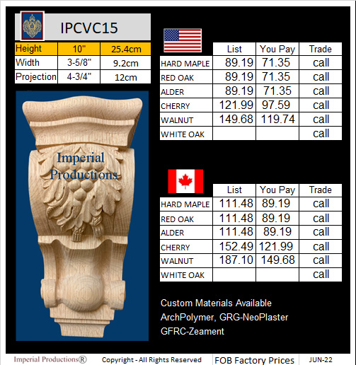 IPCVC15 oak leaf corbel