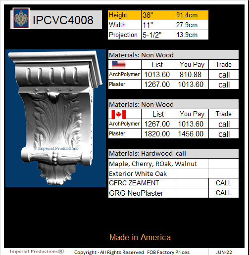 Large acanthus corbel IPCVC4008 - 36" high 