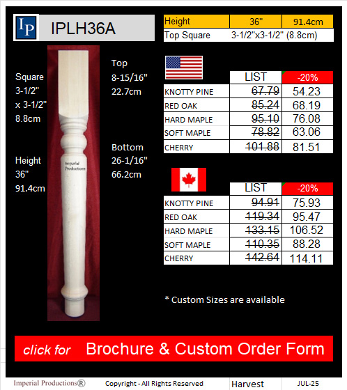 IPLH36A Kitchen Post 36" high