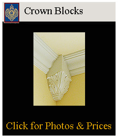 Crown blocks to terminate crown mouldings